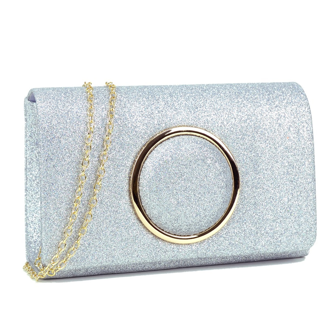 Glitter Envelope Clutch Purse Evening Bag with Removable Chain 8.25x5 Formal Party Image 1