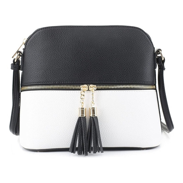 Lunar Lightweight Medium Dome Crossbody Bag Shoulder Bag with Tassel Zipper Pocket Adjustable Strap Image 1