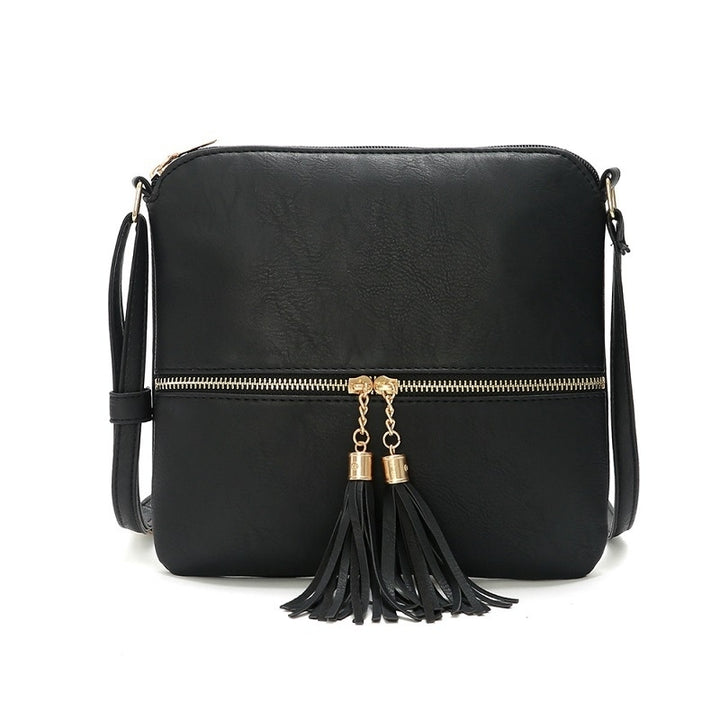 Lunar Lightweight Medium Dome Crossbody Bag Shoulder Bag with Tassel Zipper Pocket Adjustable Strap Image 7