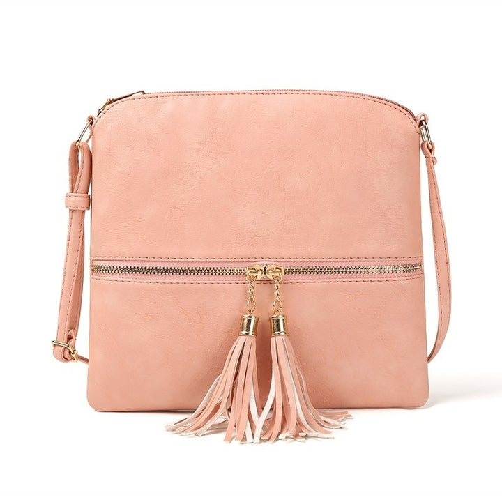 Lunar Lightweight Medium Dome Crossbody Bag Shoulder Bag with Tassel Zipper Pocket Adjustable Strap Image 10