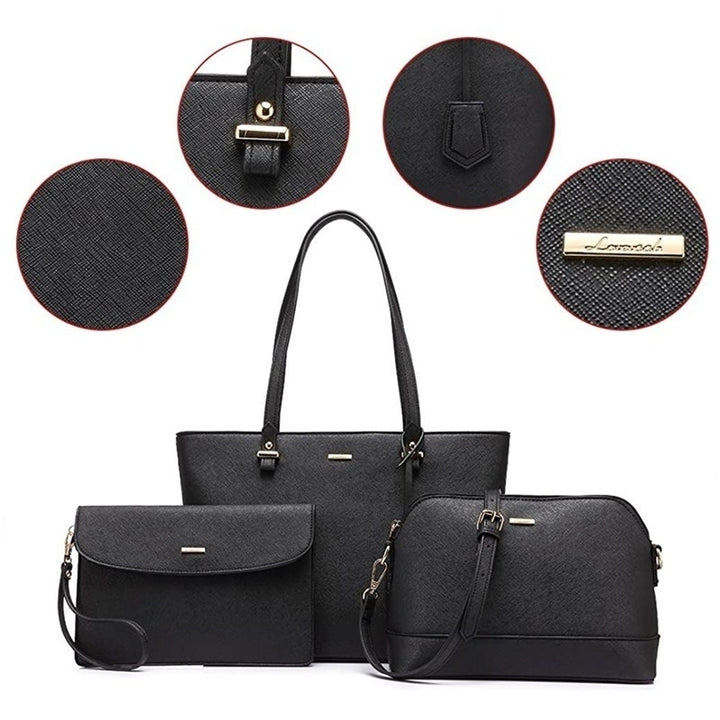 Handbags for Women Shoulder Bags Tote Satchel Hobo 4pcs Purse Set Image 4