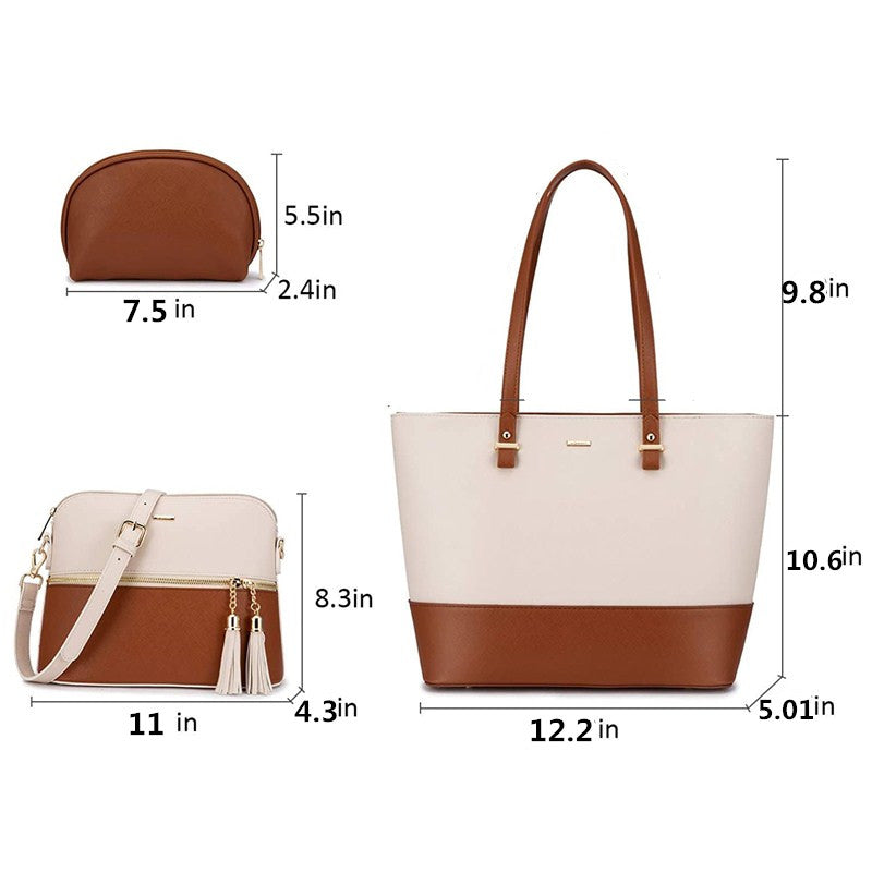 Handbags for Women Shoulder Bags Tote Satchel Hobo 3pcs Purse Set Image 2