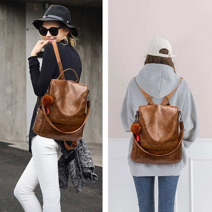 Women Backpack Purse PU Leather Anti-theft Casual Shoulder Bag Fashion Ladies Satchel Bags Image 7