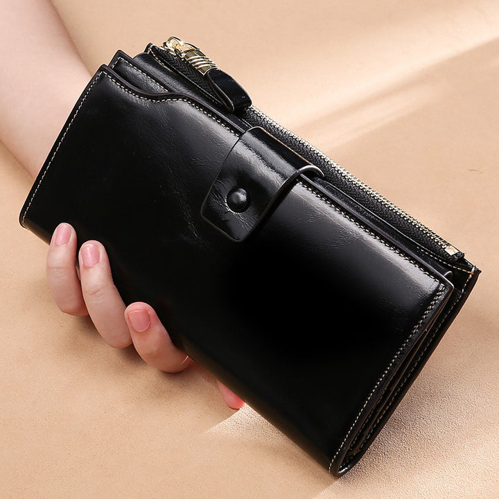 Womens RFID Blocking Large Capacity Luxury Wax Genuine Leather Image 11