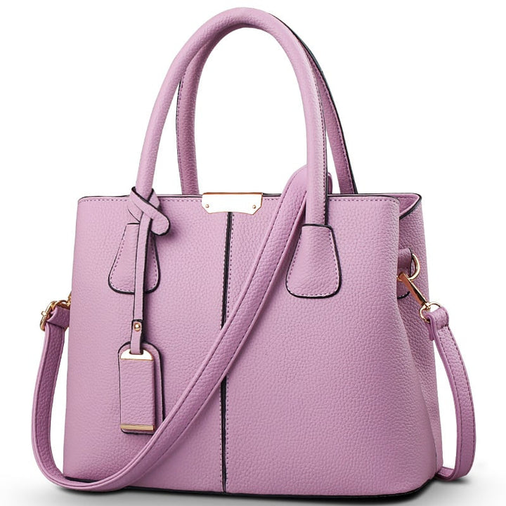 Stylish Women PU Leather Vertical Utility Handle Handbag Satchel Tote Purse Bag Image 1