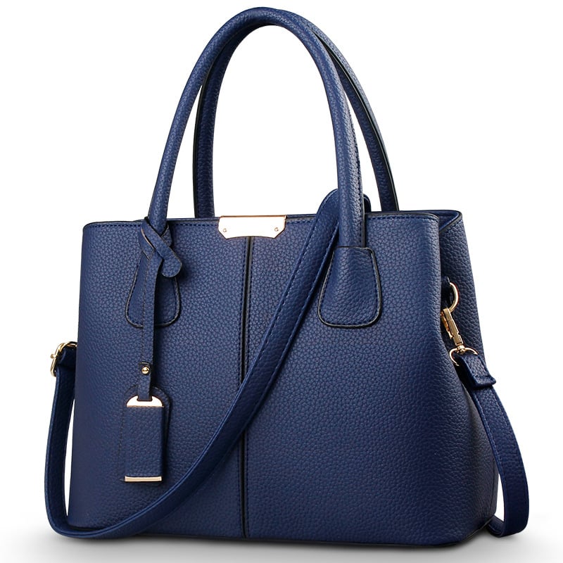 Stylish Women PU Leather Vertical Utility Handle Handbag Satchel Tote Purse Bag Image 1