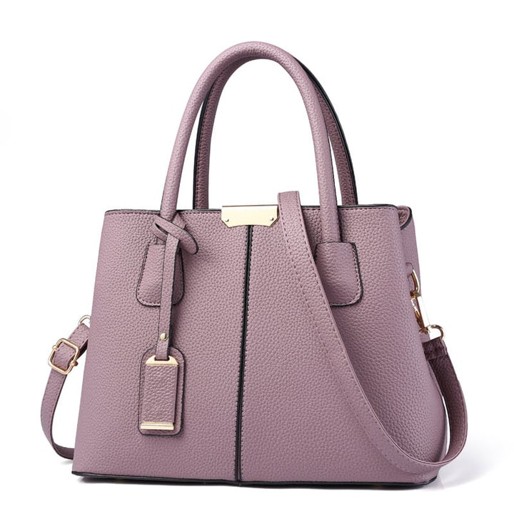 Stylish Women PU Leather Vertical Utility Handle Handbag Satchel Tote Purse Bag Image 1