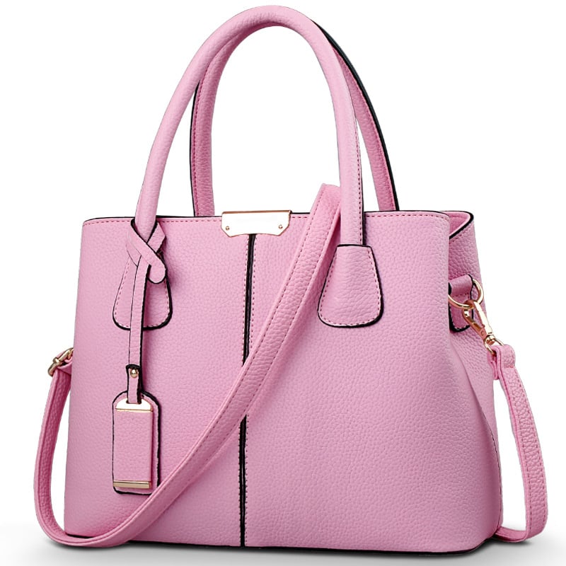 Stylish Women PU Leather Vertical Utility Handle Handbag Satchel Tote Purse Bag Image 1