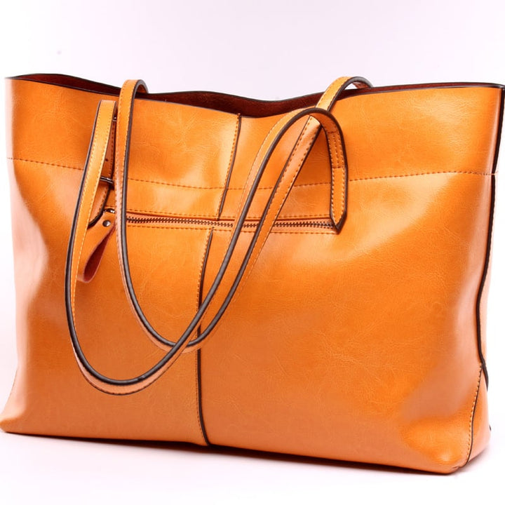 Genuine Leather Tote Shoulder Bag for Women Satchel Handbag with Top Handles Image 1