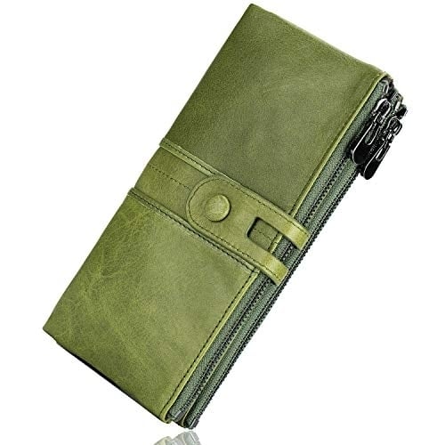 Wallet for Women Genuine Leather Card Holder Phone Checkbook Organizer Zipper Coin Purse Image 2