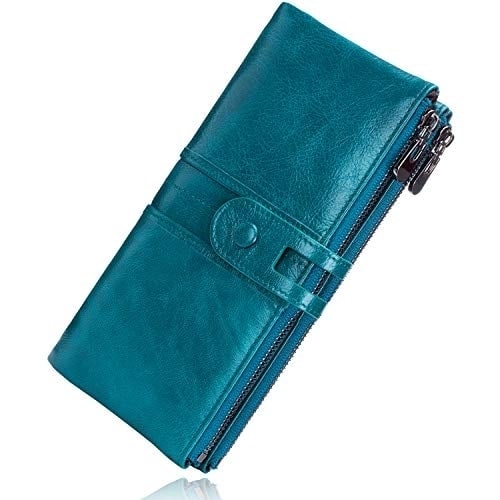 Wallet for Women Genuine Leather Card Holder Phone Checkbook Organizer Zipper Coin Purse Image 3