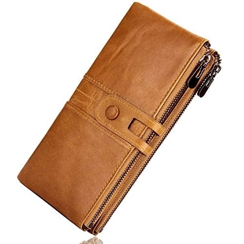 Wallet for Women Genuine Leather Card Holder Phone Checkbook Organizer Zipper Coin Purse Image 4