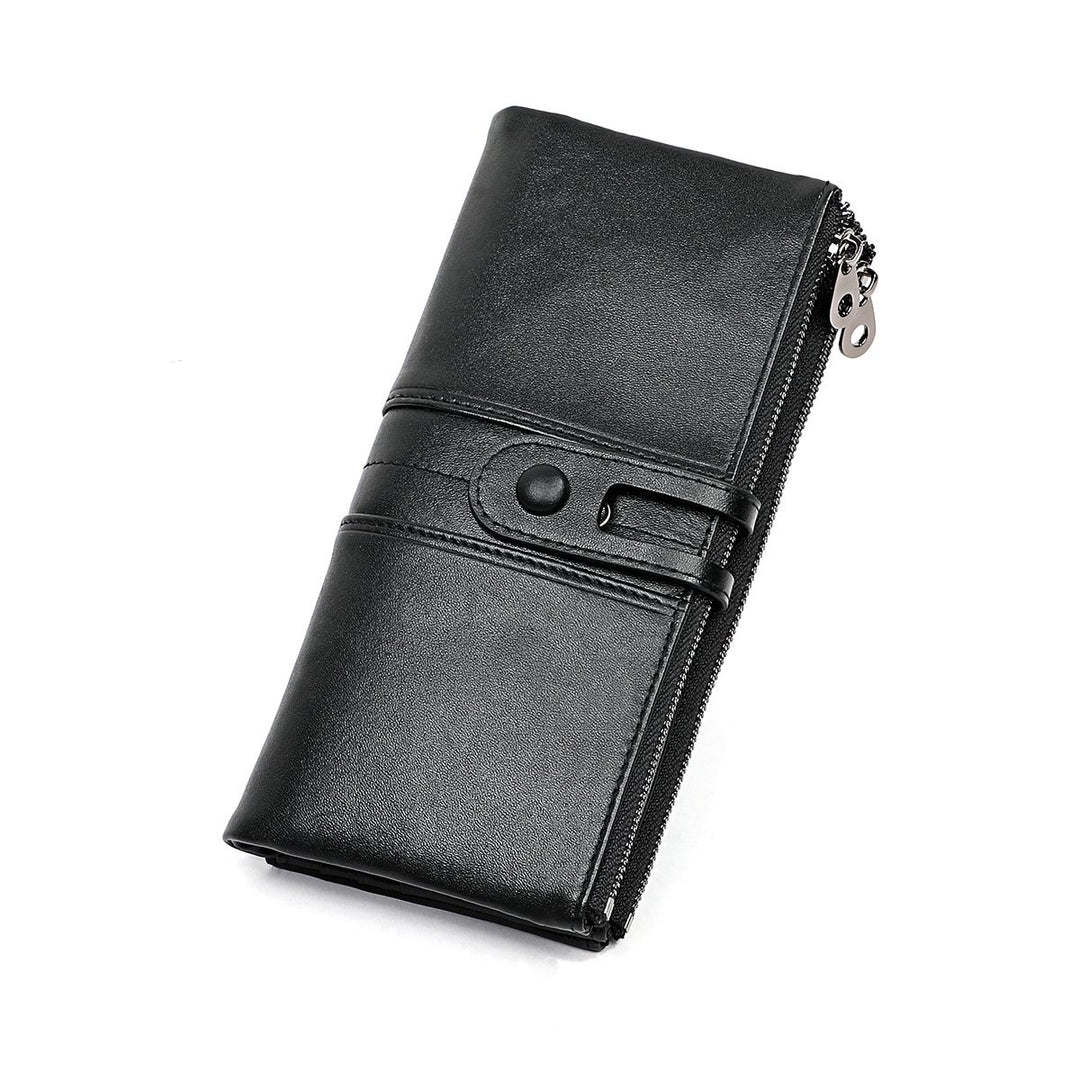 Wallet for Women Genuine Leather Card Holder Phone Checkbook Organizer Zipper Coin Purse Image 1