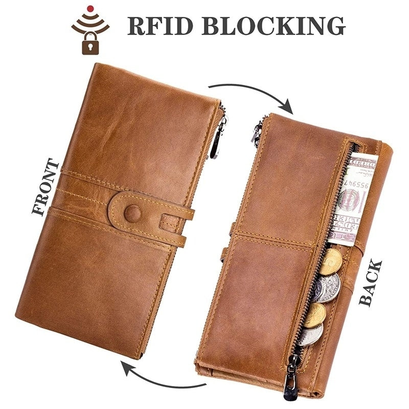 Wallet for Women Genuine Leather Card Holder Phone Checkbook Organizer Zipper Coin Purse Image 10