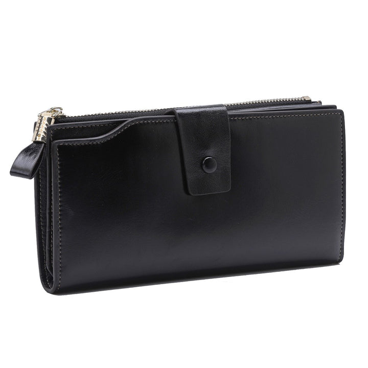 Womens RFID Blocking Large Capacity Luxury Waxed Genuine Leather Clutch Wallet Multi Card Organizer Image 9