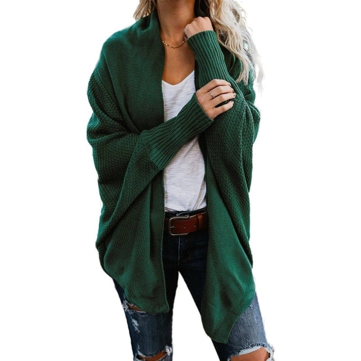 Womens Kimono Batwing Cable Knitted Slouchy Oversized Wrap Cardigan Image 4