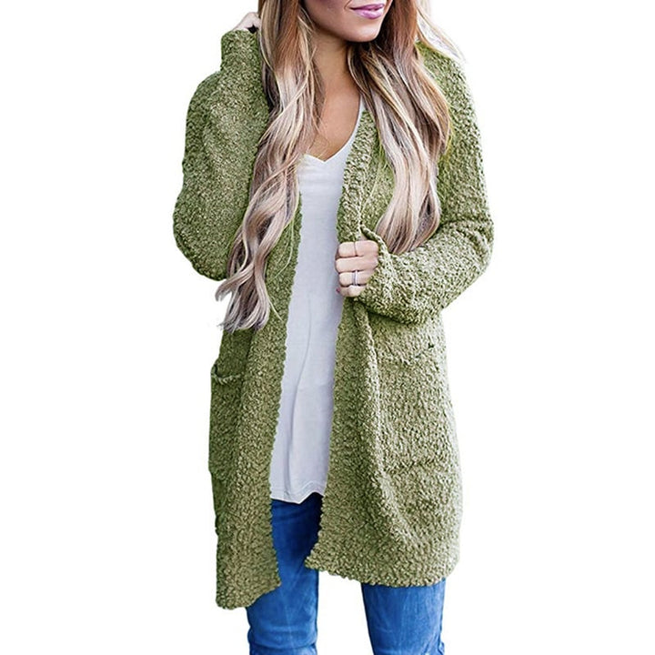 Womens Long Sleeve Soft Chunky Knit Sweater Open Front Cardigan Outwear Coat Image 1