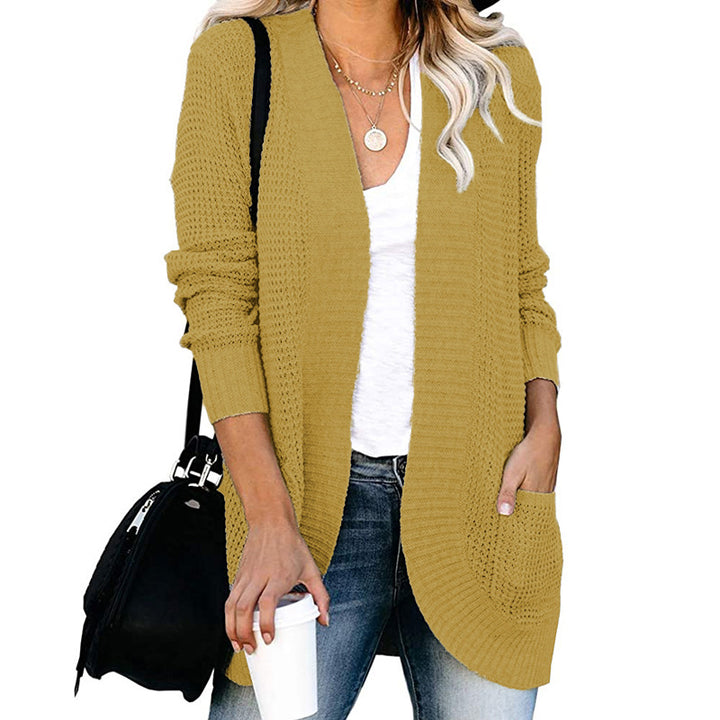 Womens Long Sleeve Open Front Cardigans Chunky Knit Draped Sweaters Outwear Image 4