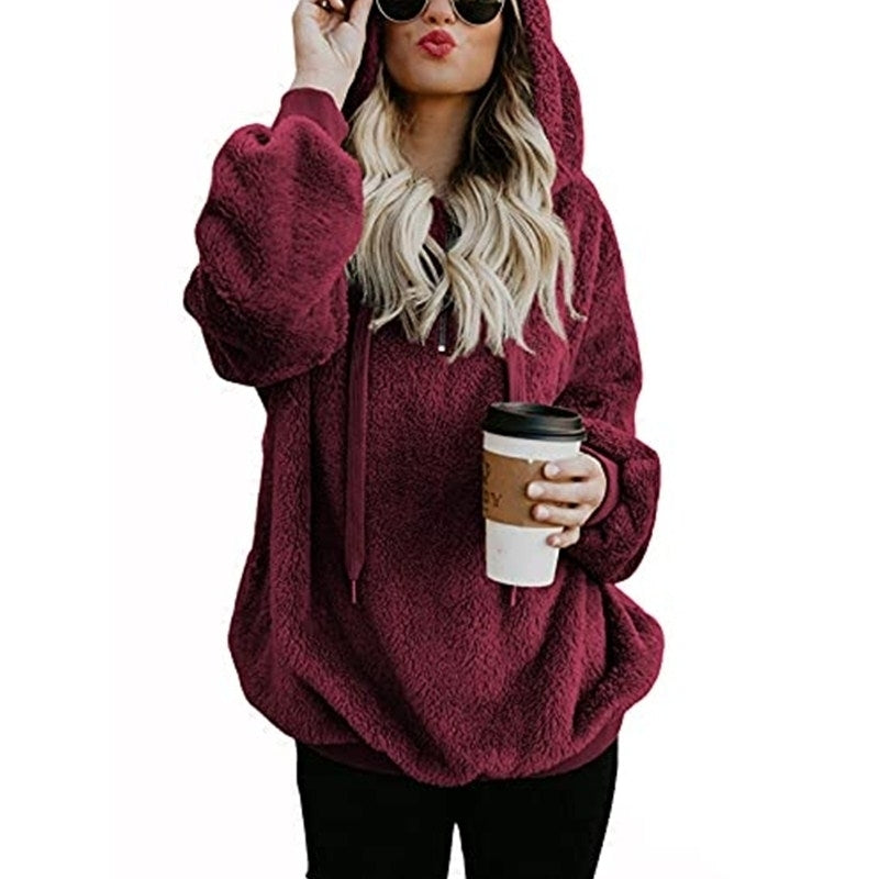 Womens Quarter Zip Pullover Sweaters Oversized Hooded Sweatshirt Image 4