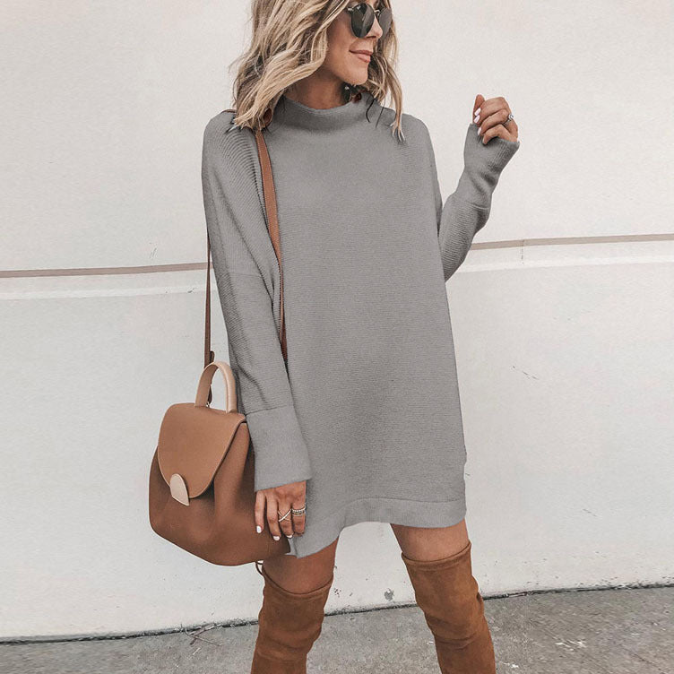 Casual Turtleneck Batwing Sleeve Slouchy Oversized Ribbed Knit Tunic Sweaters Pullover Image 4