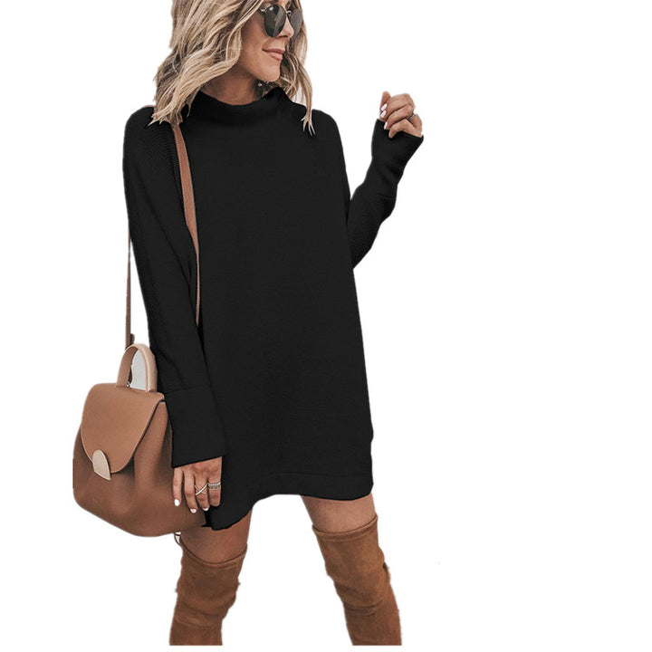 Casual Turtleneck Batwing Sleeve Slouchy Oversized Ribbed Knit Tunic Sweaters Pullover Image 6