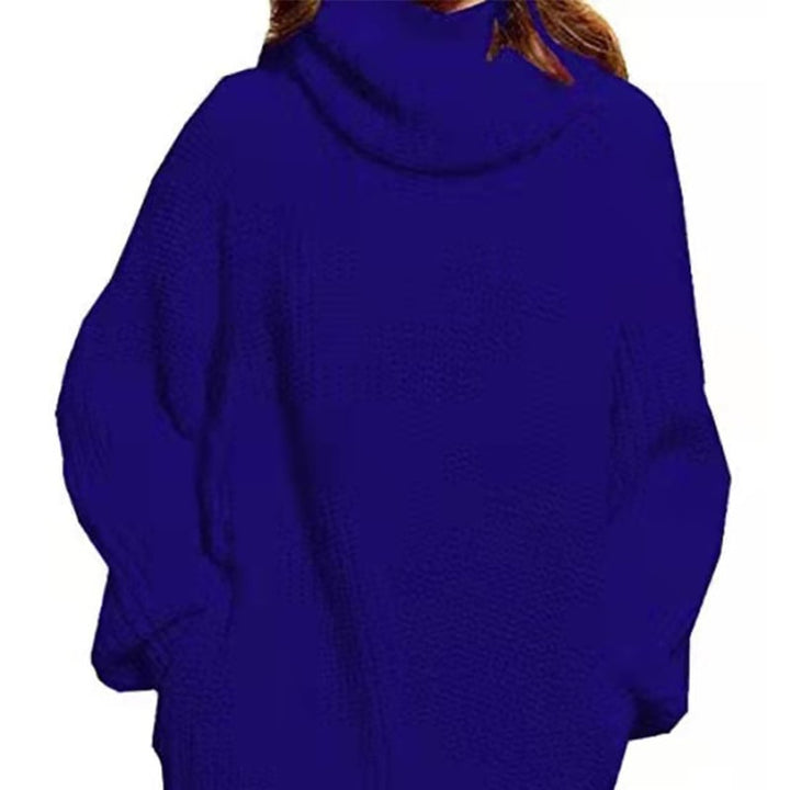 Womens Loose Turtleneck Oversize Long Pullover Sweater Dress Image 8