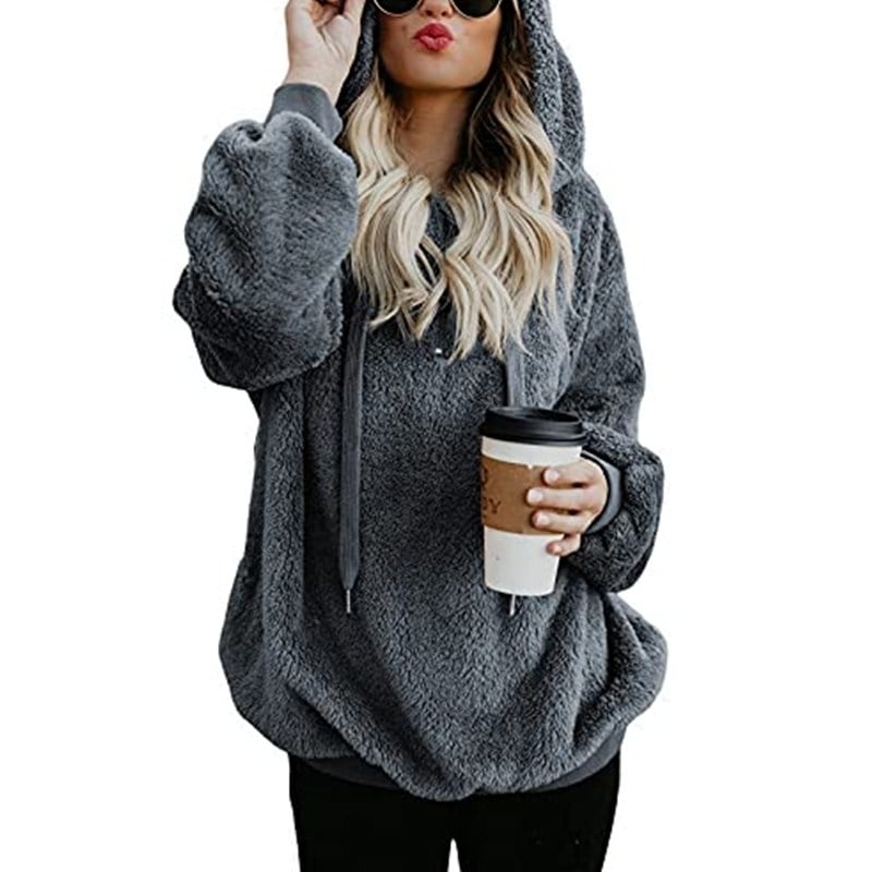 Womens Quarter Zip Pullover Sweaters Oversized Hooded Sweatshirt Image 1