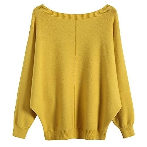 Boat Neck Batwing Sleeves Knitted Sweaters and Pullovers Tops for Women Image 4