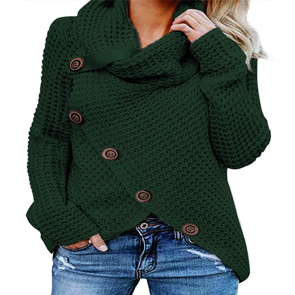 Womens Solid Color Chunky Button Pullover Sweater Image 6