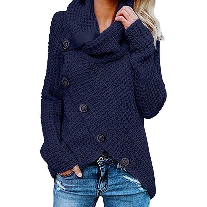 Womens Solid Color Chunky Button Pullover Sweater Image 1