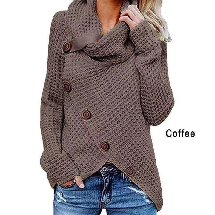 Womens Solid Color Chunky Button Pullover Sweater Image 10