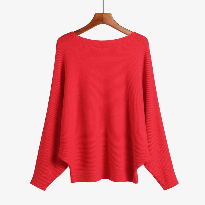 Boat Neck Batwing Sleeves Knitted Sweaters and Pullovers Tops for Women Image 10