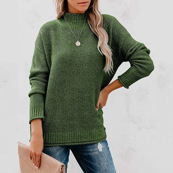 Womens Long Sleeve Turtleneck Cozy Knit Sweater Casual Loose Pullover Jumper Tops Image 1