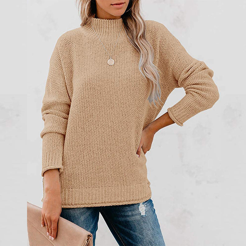 Womens Long Sleeve Turtleneck Cozy Knit Sweater Casual Loose Pullover Jumper Tops Image 4