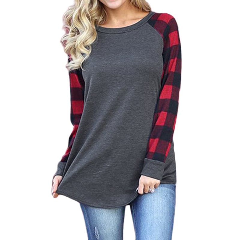 Womens Long Sleeve Shirts Crew Neck Pullover Sweatshirt Image 2