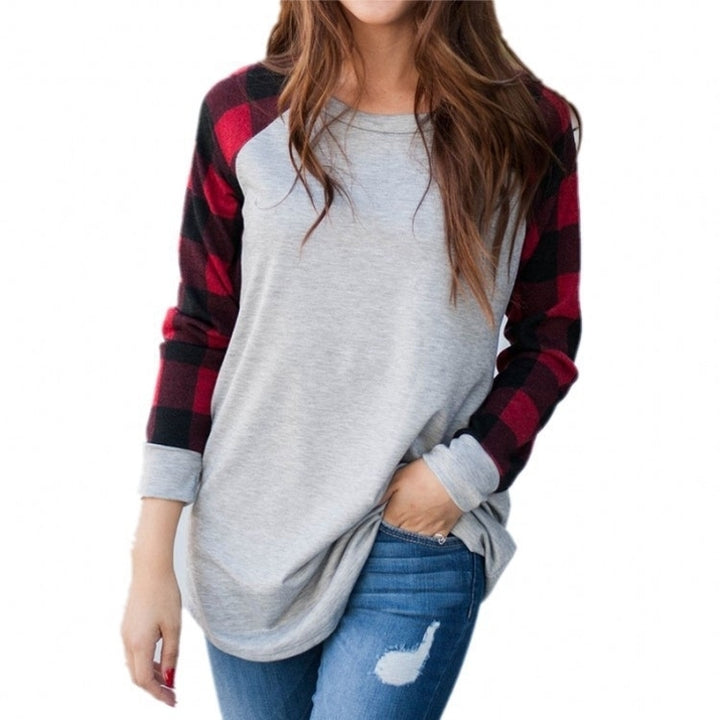 Womens Long Sleeve Shirts Crew Neck Pullover Sweatshirt Image 6