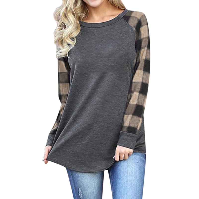 Womens Long Sleeve Shirts Crew Neck Pullover Sweatshirt Image 9