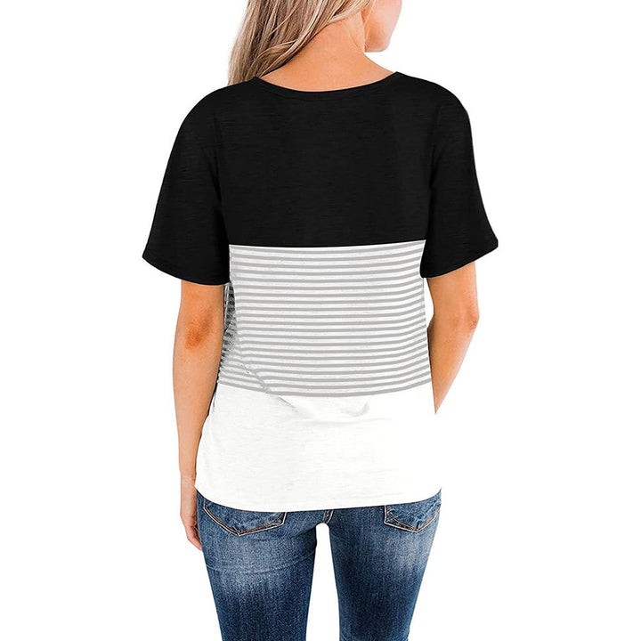 Round Neck Triple Color Block Stripe T-Shirt Image 3