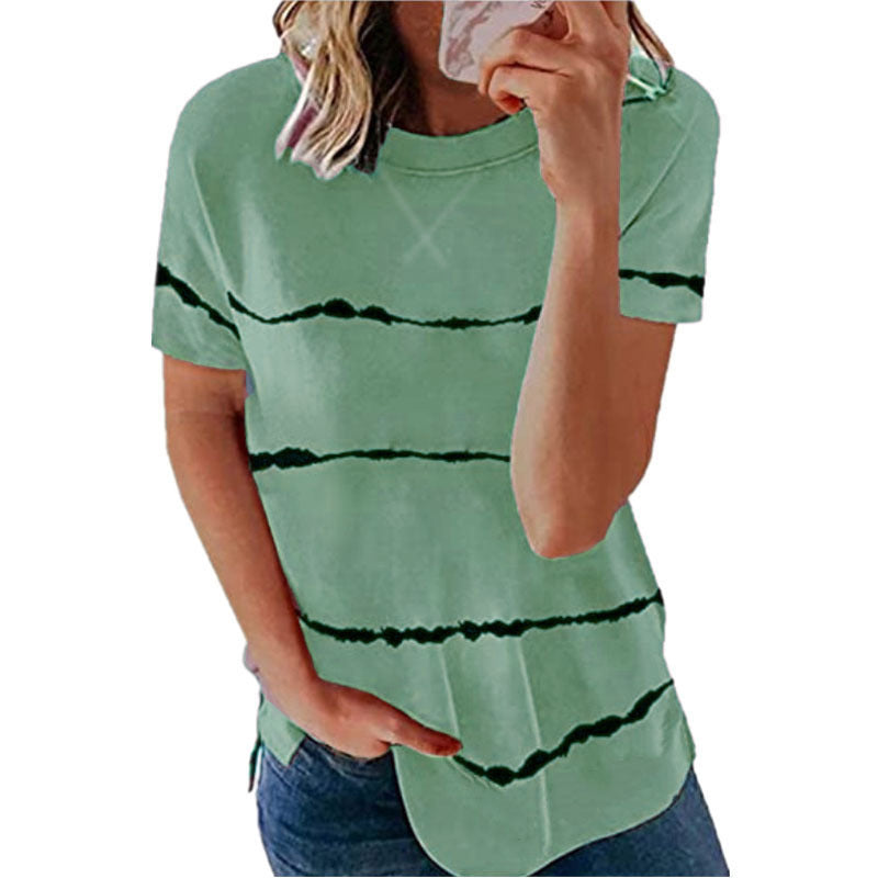 Womens Short Sleeve Crewneck Shirts Loose Casual Tee Image 3