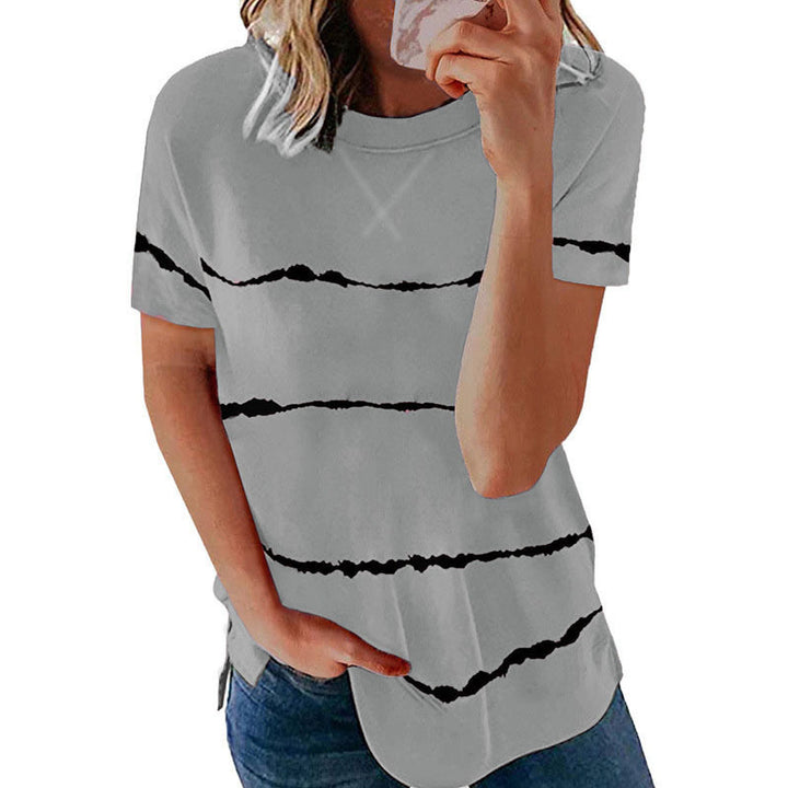 Womens Short Sleeve Crewneck Shirts Loose Casual Tee Image 4