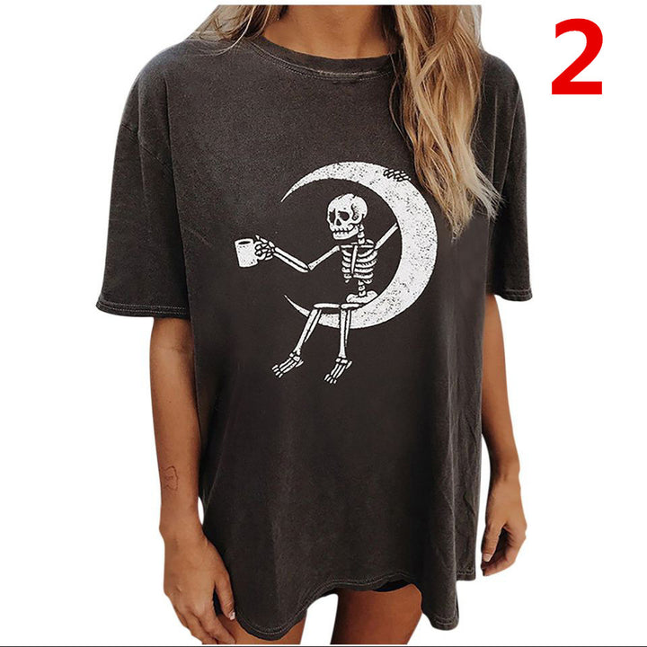 Women Sun and Moon Tie Dye T-Shirt Round Neck Image 2