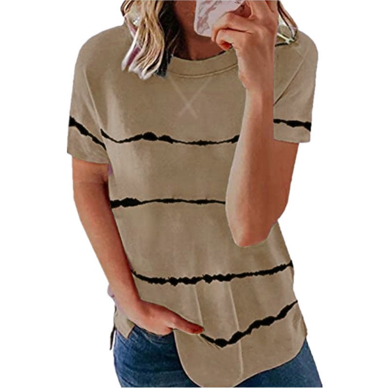 Womens Short Sleeve Crewneck Shirts Loose Casual Tee Image 7