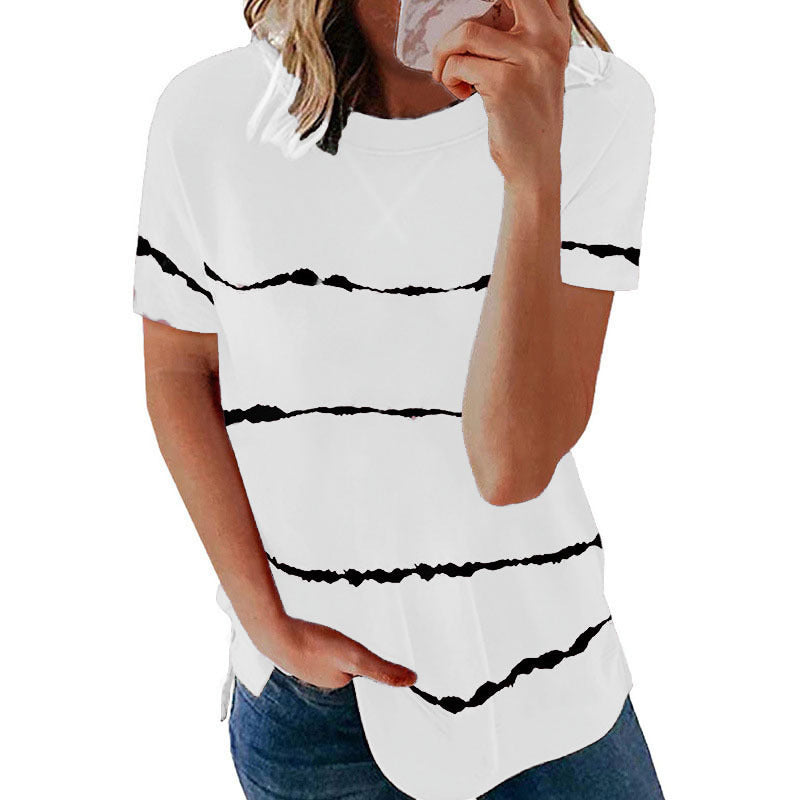 Womens Short Sleeve Crewneck Shirts Loose Casual Tee Image 8