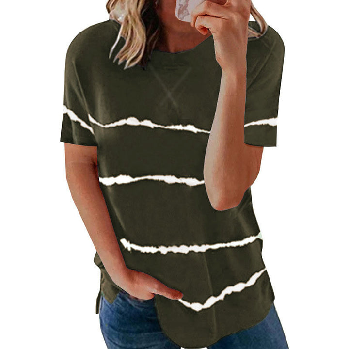 Womens Short Sleeve Crewneck Shirts Loose Casual Tee Image 9