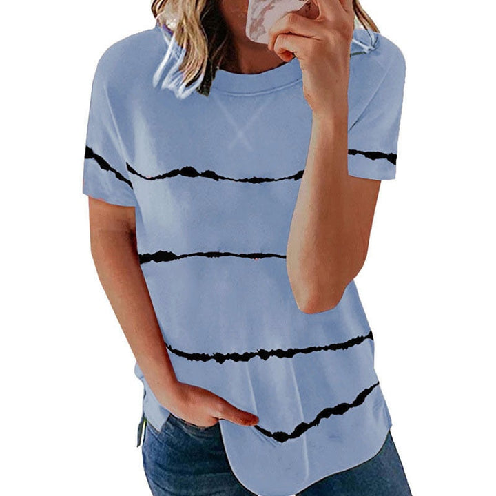 Womens Short Sleeve Crewneck Shirts Loose Casual Tee Image 12