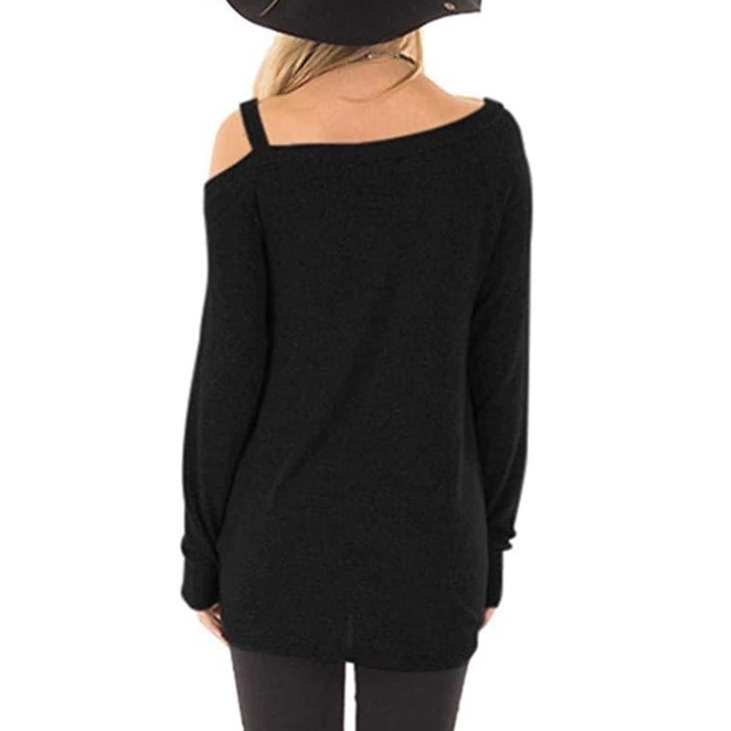 Womens Cold Shoulder Tops Long Sleeve Twist Knot Top Image 9