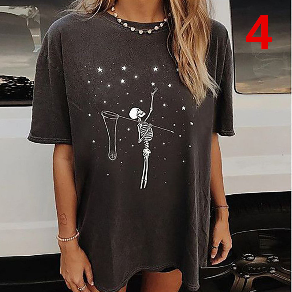 Women Sun and Moon Tie Dye T-Shirt Round Neck Image 3