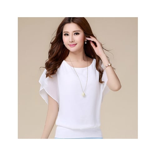 Womens Loose Casual Short Sleeve Chiffon Top T-Shirt Blouse Image 3