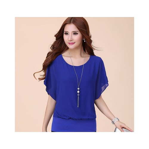 Womens Loose Casual Short Sleeve Chiffon Top T-Shirt Blouse Image 6