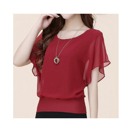 Womens Loose Casual Short Sleeve Chiffon Top T-Shirt Blouse Image 7